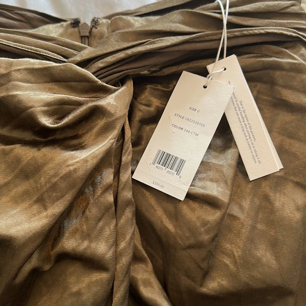 NWT$395 VINCE Metallic Twist Midi skirt women size 0